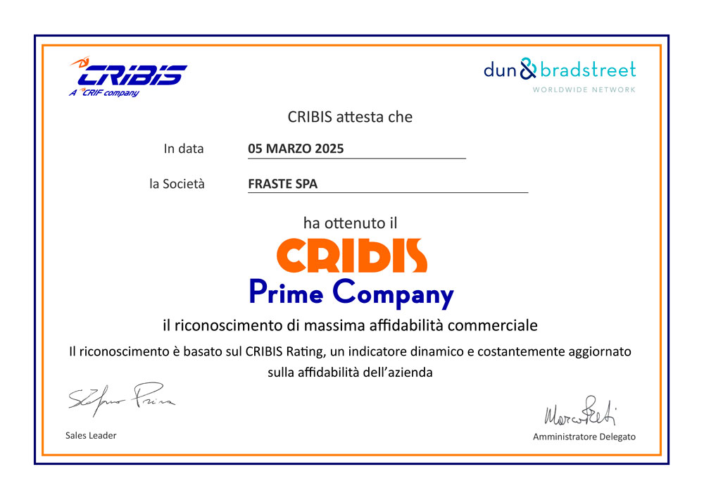 CRIBIS 2025 ATTESTATO ITA FRASTE SPA